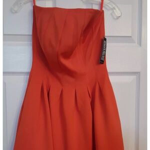 New York & Company Orange Strapless Dress NWT $59.95 A-line M Medium